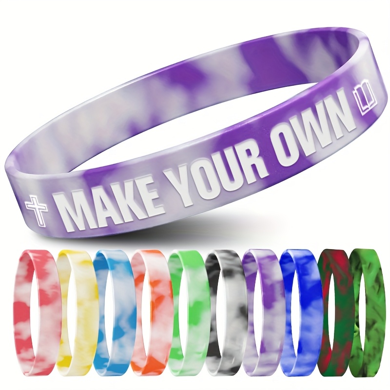 70pcs Silicone Bracelets with Religious Patterns, Create Your Own Design